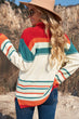 Striped Turtleneck Drop Shoulder Sweater