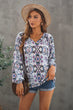 Printed Off-Shoulder Tied Balloon Sleeve Blouse