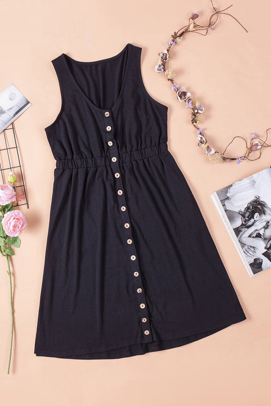 Stylish Sleeveless Button Down Mini Dress