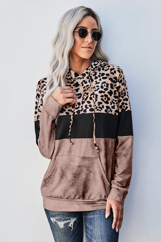 Leopard Color Block Hoodie