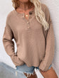 Buttoned Exposed Seam High-Low Sweater