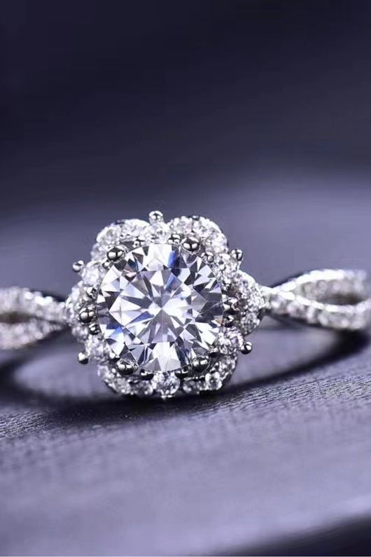 Petite Platinum-Plated Six Prong 1 Carat Moissanite Ring