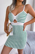 Striped Cutout Spaghetti Strap Knit Dress