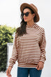 Horizontal Stripe Raglan Sleeve Hoodie