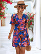 Printed Flounce Sleeve Tied Dress