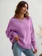 Exposed Seam Dropped Shoulder Slit Sweater