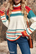 Striped Turtleneck Drop Shoulder Sweater