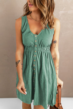 Stylish Sleeveless Button Down Mini Dress