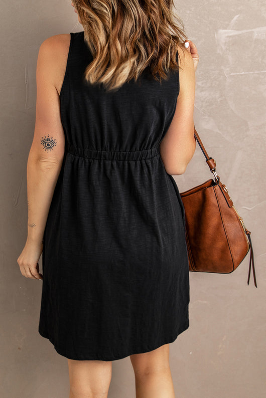 Stylish Sleeveless Button Down Mini Dress
