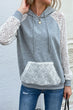 Lace Raglan Sleeve Drawstring Hoodie