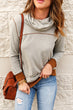 Contrast Cowl Neck Long Sleeve Top