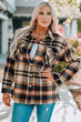 Plaid Button Front Shirt Jacket with Breast Pockets