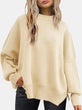 Round Neck Drop Shoulder Slit Sweater