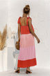 Color Block Tie Shoulder Tiered Sleeveless Dress