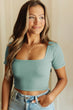 Square Neck Ribbed Crop Top