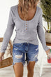 Button Front Scoop Neck Top