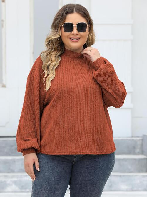 Plus Size Mock Neck Long Sleeve Knit Top