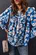 Floral Balloon Sleeve Round Neck Blouse