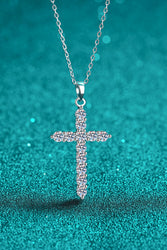 Sterling Silver Cross Moissanite Necklace