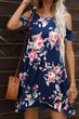 Floral Round Neck Cold-Shoulder Dress