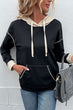 Contrast Drawstring Detail Drop Shoulder Hoodie