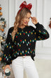 Round Neck Pattern Lantern Sleeve Sweater