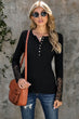 Crochet Lace Hem Sleeve Button Top