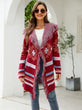 Fringe Geometric Hooded Long Sleeve Cardigan