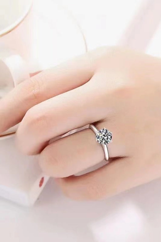 Sterling Silver 3 Carat Moissanite 6-Prong Ring