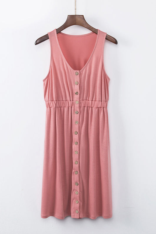 Stylish Sleeveless Button Down Mini Dress