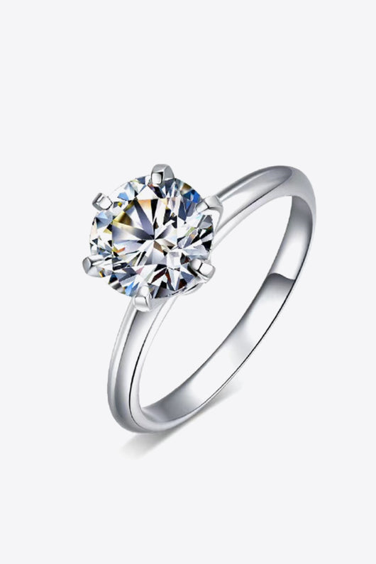 Sterling Silver 3 Carat Moissanite 6-Prong Ring