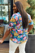 Petal Dew Full Size Floral V-Neck Tie Detail Blouse