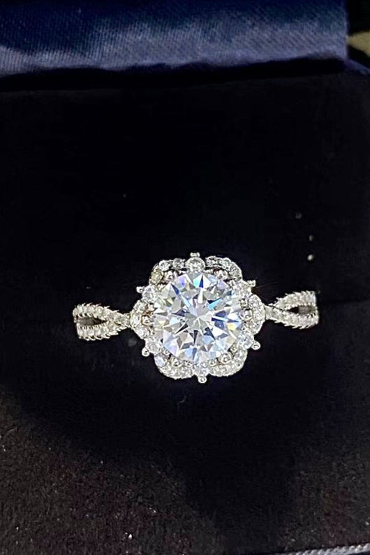 Petite Platinum-Plated Six Prong 1 Carat Moissanite Ring