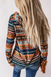 Patterned Drawstring Detail Cowl Neck Hoodie