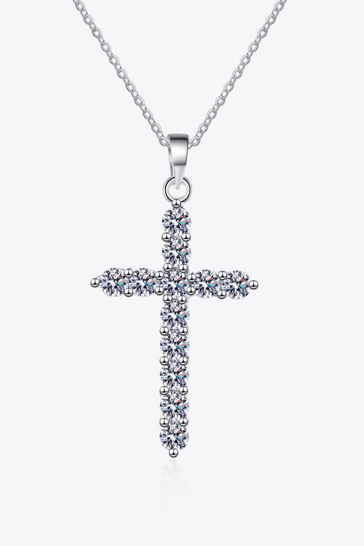 Sterling Silver Cross Moissanite Necklace